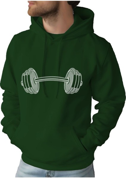 Erkek Tişört Hoodie 3 Iplik Nakış Kalın Pamuklu Kapüşonlu