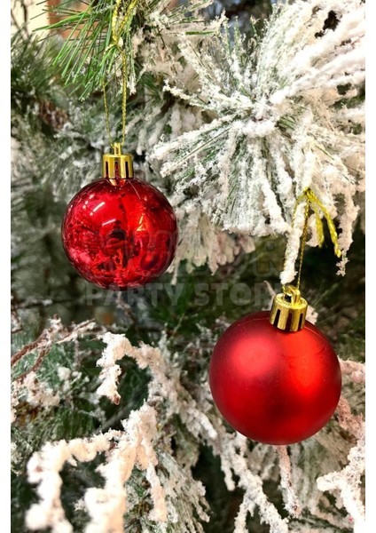 Parlak Mat Kırmızı Renkli Cici Top 5 cm 6'lı Yılbaşı Kırmızısı Yeni Yıl Çam Ağacı Süsü Ipli Süs modelleri