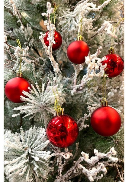 Parlak Mat Kırmızı Renkli Cici Top 5 cm 6'lı Yılbaşı Kırmızısı Yeni Yıl Çam Ağacı Süsü Ipli Süs indirimleri