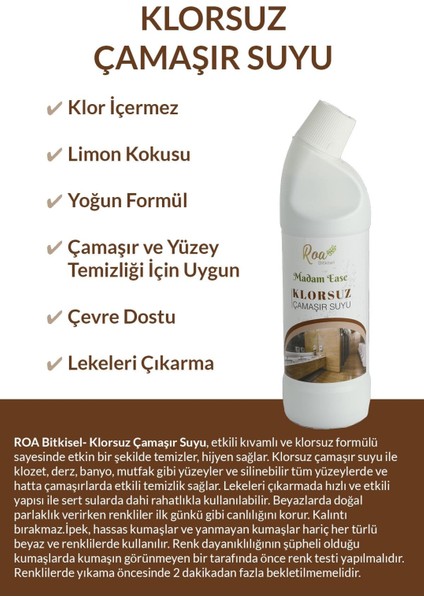 Roa Bitkisel Klorsuz Çamaşır Suyu 1000ml