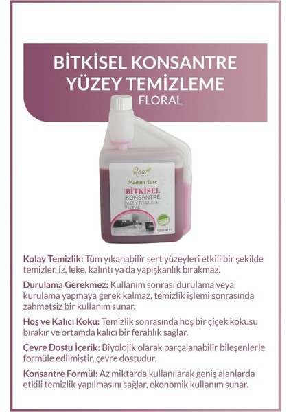 Roa Bitkisel Konsantre Yüzey Temizleme Floral 1000ml