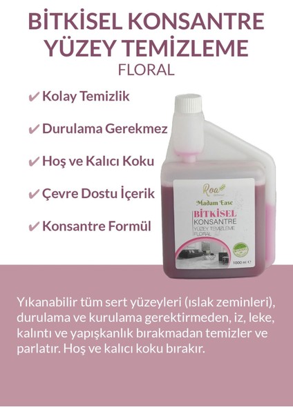 Roa Bitkisel Konsantre Yüzey Temizleme Floral 1000ml