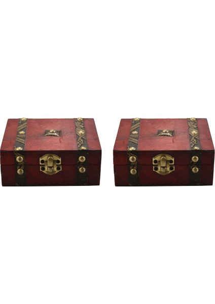 Хранение Продукции,2x Vintage Ahşap Hazine Sandığı Saklama Kutusu Kilit Organizatör Vaka Katlanabilir Mini Küçük Ahşap Ev Dekor Konteyner (Yurt Dışından)