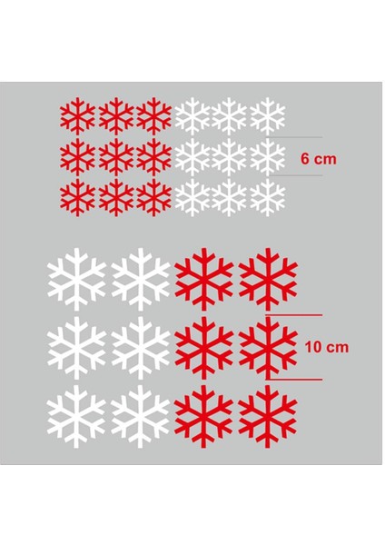 40 Adet Küçük Büyük Kırmızı Beyaz Kar Taneleri Yılbaşı Vitrin Sticker modelleri