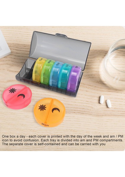 Хранение Продукции,günlük Ilaç Organizatörü (Günde Iki Kez) - Haftalık Am/pm Hap Kutusu, Yuvarlak Ilaç Organizatörü, 7 Günlük Hap Kabı (Gri Kutu) (Yurt Dışından) modelleri