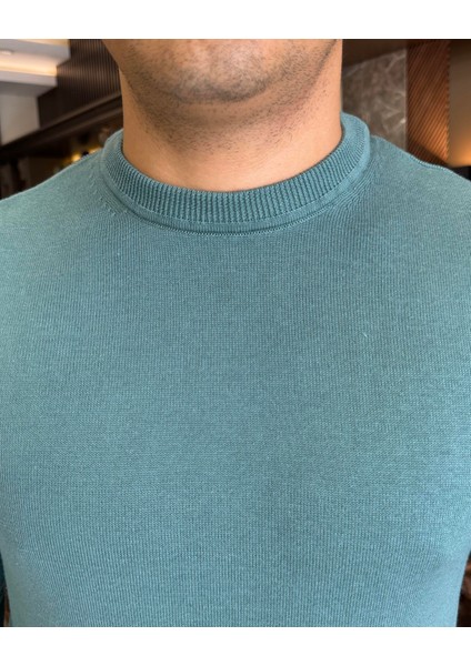Italyan Stil Slim Fit Erkek Bisiklet Yaka Triko Kazak Saks T13137 modelleri