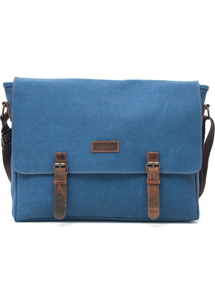 Kanvas-Deri Indigo 15.6 Inch Postacı Laptop Çantası - DESIGN03