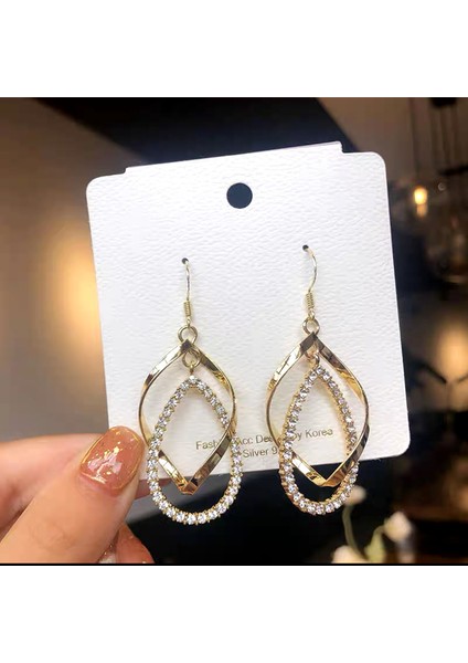 Moonrivermoda Kedi Gözü Elmas Küpe Kadın Ilkbahar ve Yaz Ince Yeni Stil Işık Lüks High-End Küpe (Yurt Dışından)