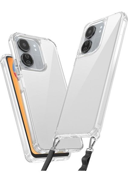 Redmi 13C Kılıf Şeffaf Boyun Askılı ve Askı Aparatlı Snap Silikon Kapak