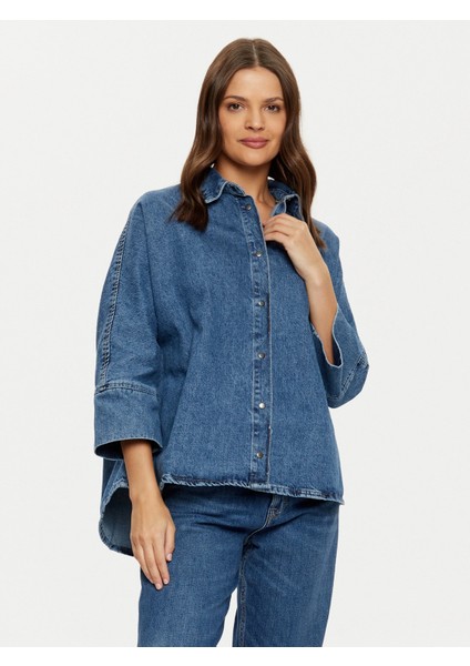 Kadın Oversize Uzun Kot Gömlek - 15332126