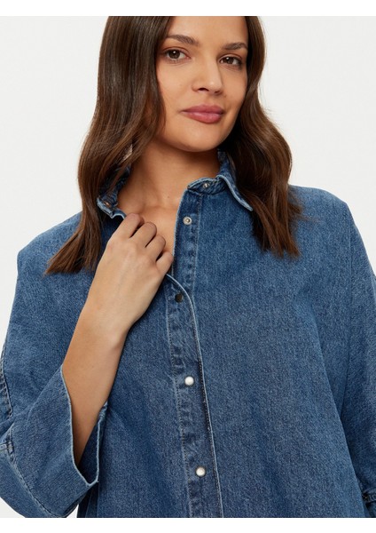 Kadın Oversize Uzun Kot Gömlek - 15332126