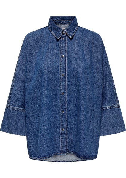 Kadın Oversize Uzun Kot Gömlek - 15332126