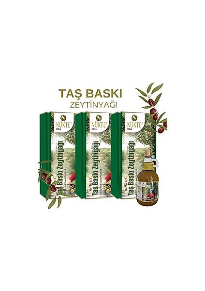 15 lt Taş Baskı Zeytinyağı Yanında 1 Litre Cam Şişeli