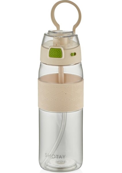 Çocuk Su Matarası Tritan Pipetli Krem 800ML