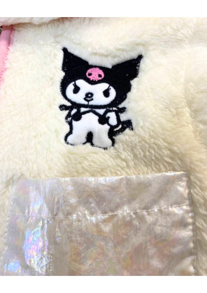 Fermuarlı Kapüşonlu Peluş Polar Baskılı Kız Çocuk Mont (Beyaz) indirimleri