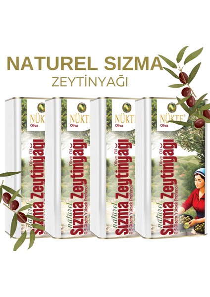 4 Adet-Olgun Hasat Soğuk Sıkım Naturel Sızma 0,5 Dizem-421 Polifenol Zeytinyağı- 5 lt