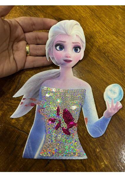 Puş Payetli Elsa Arma Dikiş Aplike 20X17 cm