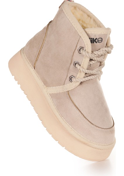 Buck Nubuk Bağcıklı Kız Çocuk Bot Ayakkabı Bej