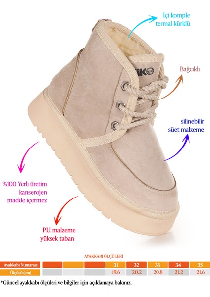 Buck Nubuk Bağcıklı Kız Çocuk Bot Ayakkabı Bej fiyatları