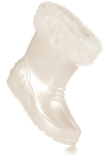 Manas Sedefli Su Geçirmez Kız Çocuk Yağmur Çizmesi Beyaz