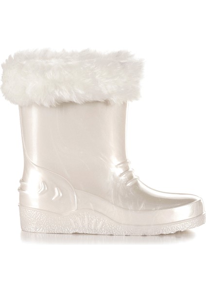 Manas Sedefli Su Geçirmez Kız Çocuk Yağmur Çizmesi Beyaz fırsatları