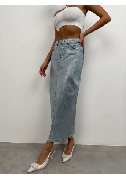 Varak Baskılı Yırtmaçlı Maxi Denim 36 fırsatları