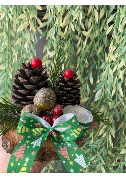 15CM Yeniyıl Kozalaklı Yılbaşı Süsü, Kozalaklı Tealight Mum Masa Dekoru,noel Kozalaklı Dekoratif Mu