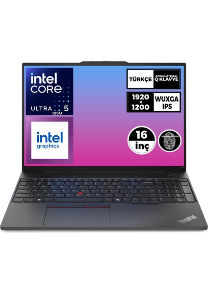 Thinkpad E16 Gen 2 Ultra 5 125U 32GB 512GB SSD 16" Wuxga W11P Notebook 21MA003MTX 011