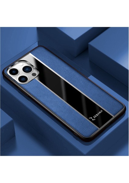 Apple iPhone 14 Pro Max Uyumlu Kılıf Premium Deri Kılıf Mavi