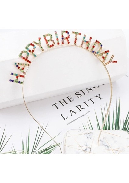 Renkli Kristal Taşlı Lüks Happy Birthday Taçı fiyatları