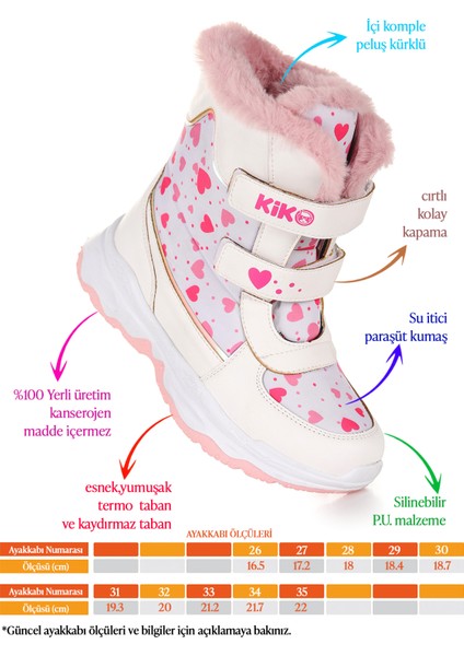 Kartanesi Cırtlı Kız Çocuk Kar Bot Soğuk Suya Dayanıklı Beyaz fiyatları