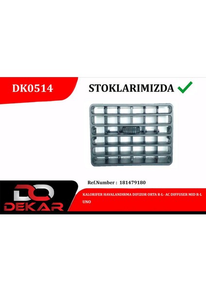 Kalorifer Havalandirma Difizor Orta R-L Uno 12