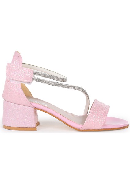 Pisar Günlük Kız Çocuk 4 cm Topuklu Sandalet Abiye Ayakkabı Pembe modelleri