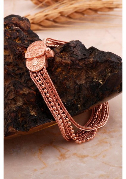 Midyat Hasırı Rose Gümüş Mezopotamya Güneşi Akıtma Bileklik 4710