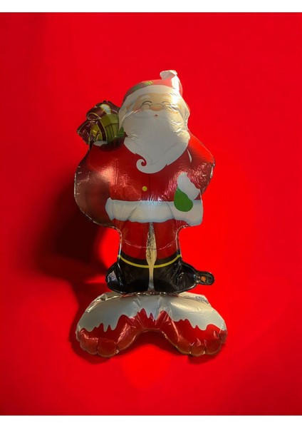 Yılbaşı Ayaklı Noel Baba Balonu Büyük Boy Yılbaşı Süsleri Noel Baba Şekilli Balon 100 cm