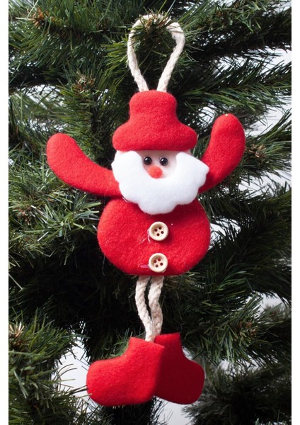 Yılbaşı Noel Baba Pelüş Asma Süs Desenli 15CM
