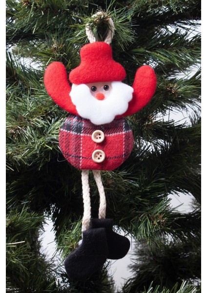 Yılbaşı Noel Baba Pelüş Asma Süs Desenli 15CM