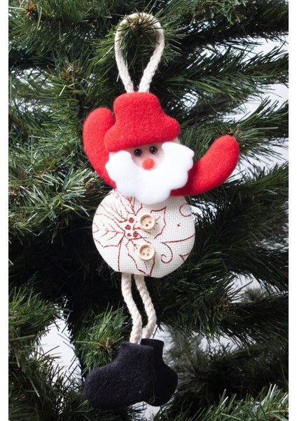 Yılbaşı Noel Baba Pelüş Asma Süs Desenli 15CM