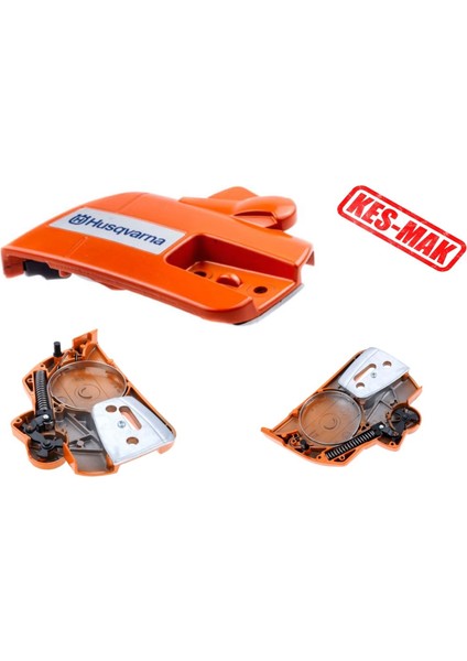 Motorlu Testere Yan Kapak Husqvarna 340/345/350/351/353/359 Komple Çift Somunlu Orjinal