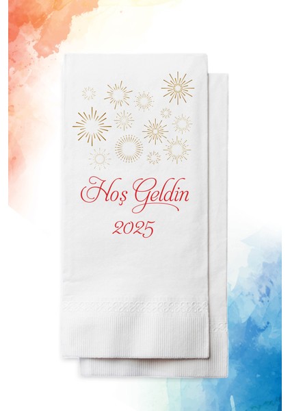 20 Adet "hoş Geldin 2025 " Baskılı Yılbaşı Peçete (P62-20)
