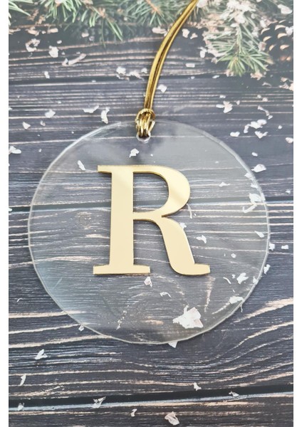 Baş Harfli Yılbaşı Ağaç Süsü - Gold Baş Harf Yeni Yıl Süsü