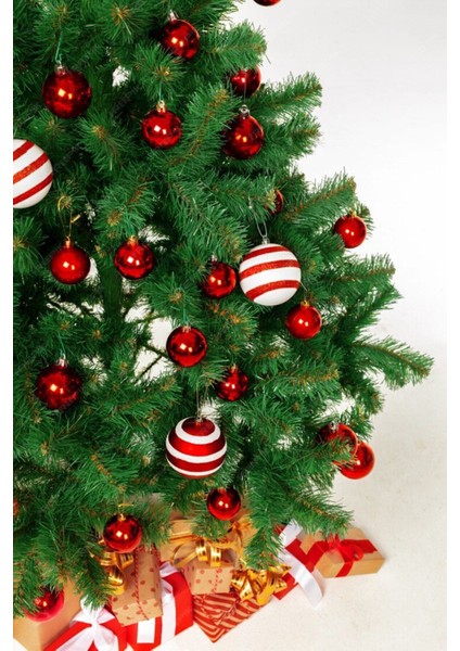 12 Adet Yılbaşı Çam Ağacı Süsleme Cici Top Kırmızı Renk 4 cm Parlak Mat Toplar fırsatları