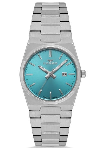 Quartz Çelik Gri Turkuaz Kadran 32 mm Kadın Kol Saati