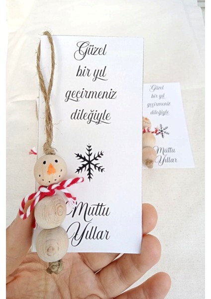 5'li Jelatinli Paketli - Mutlu Yıllar Kartlı Kardan Adam Süs - Yılbaşı Hediyesi - Yılbaşı Süsü