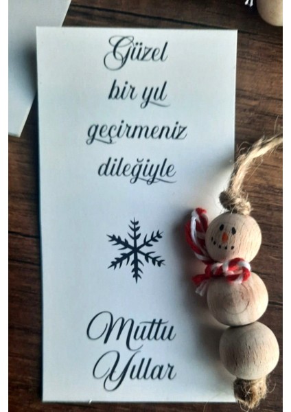 5'li Jelatinli Paketli - Mutlu Yıllar Kartlı Kardan Adam Süs - Yılbaşı Hediyesi - Yılbaşı Süsü fırsatları