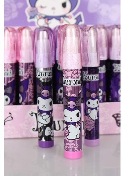 Kuromi 50 Yaprak A6 Not Defteri + 07 Uçlu Versatil Kalem + Yumurtlayan Roket Silgi ( 3 lü Set ) Kromi