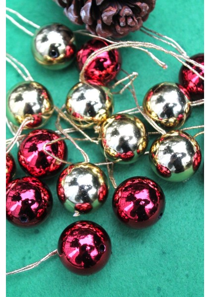 20 Adet Red Gold Dekoratif Parlak Top Ağaç Süsü 3cm fiyatları