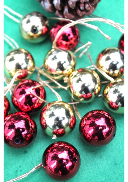 20 Adet Red Gold Dekoratif Parlak Top Ağaç Süsü 3cm modelleri