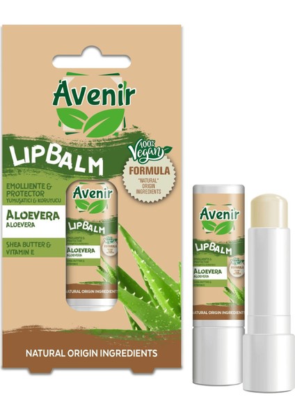 Aloevera Vegan Dudak Bakım Kremi - Kuruyan ve Çatlayan Dudaklar Için Yumuşatıcı ve Koruyucu Etkili