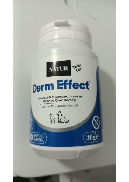 Derm Effect Deri ve Tüy Sağlığı Desteği Kedi ve Köpekler Için 60 Kapsül